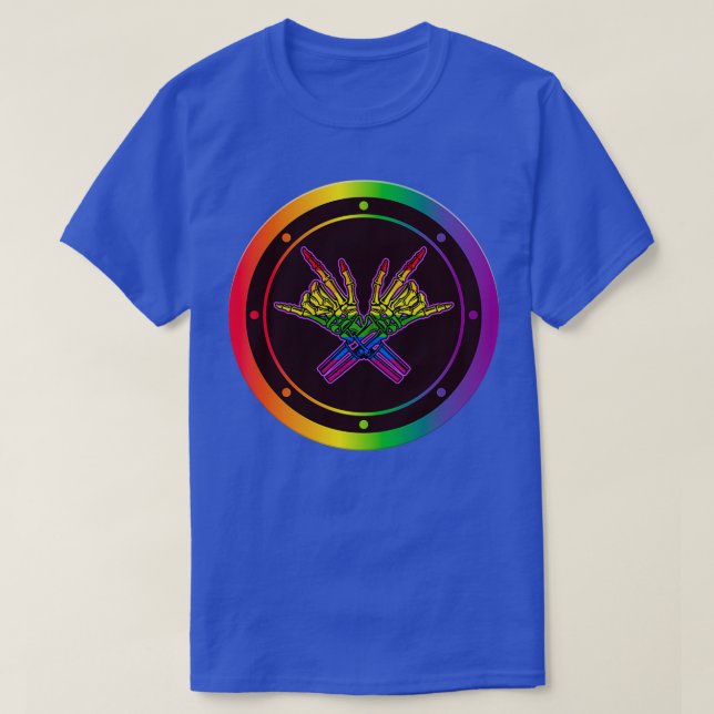 Camiseta Rock On Skeleton Hand Pride (Diseño del anverso)