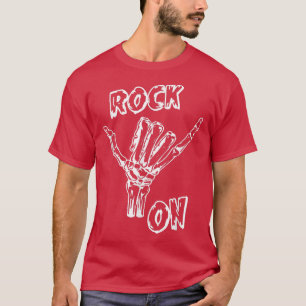 Camiseta Rock On Skeleton Hand Rock Music Rockstar Guay