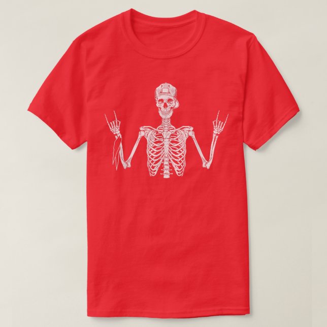 Camiseta Rock On Skeleton Hands Rockear mano divertida Hipp (Diseño del anverso)