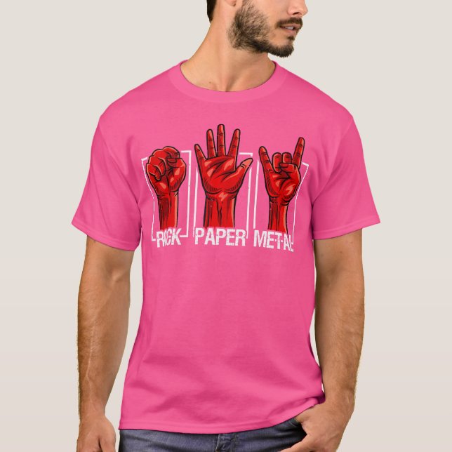 Camiseta Rock Paper Heavy Metalizado Funny Rock Music Fan B (Anverso)