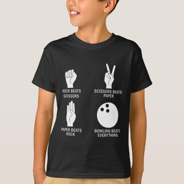 Camiseta Rock Paper Scissors Bowling Beats Everything Bowle (Anverso)