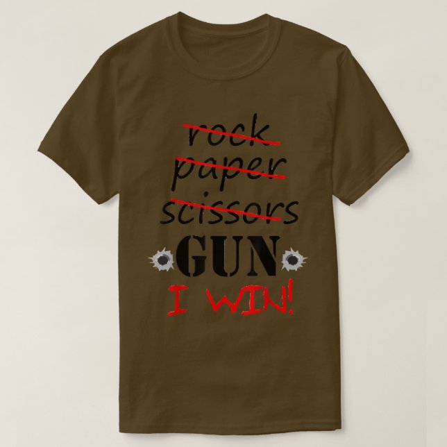 Camiseta Rock Paper Scissors Gun I Win Funny Saying  (Diseño del anverso)