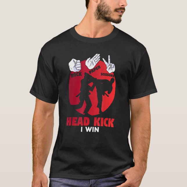 Camiseta Rock Paper Scissors Head Kick I Win (Anverso)