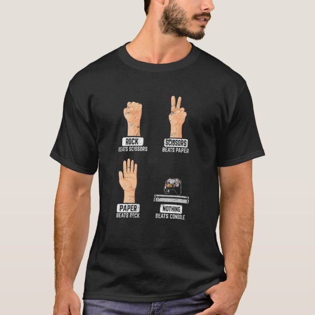 Camiseta Rock Paper Scissors Nothing Beat Console PC Funny (Anverso)