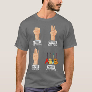 Camiseta Rock Paper Scissors Nothing Beats Guitars Funny Gu