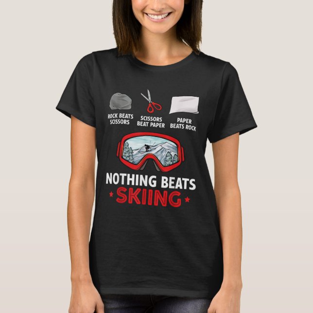 Camiseta Rock Paper Scissors Nothing Beats Skiing  (Anverso)