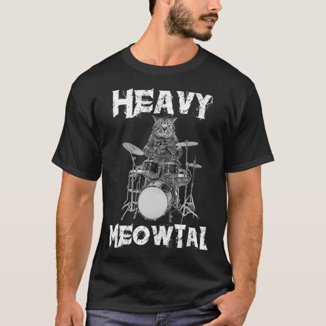 Camiseta Rock punk Gafas de sol Gafas de gato Tambor de mús (Anverso)