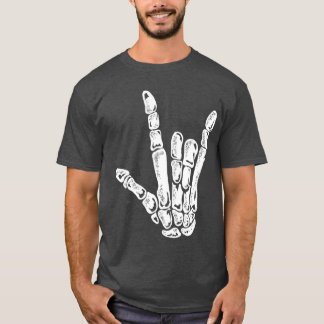 Camiseta Rock Punk Rock Skeleton Rock Hand Concert Rock Spo