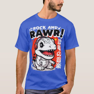 Camiseta Rock Rawr Kawaii Dinosaur TRex Music Styl japonés