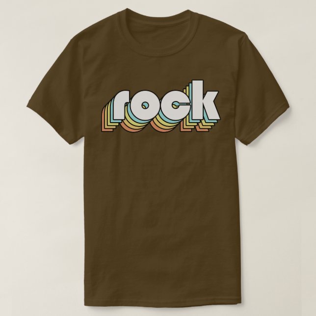 Camiseta Rock Retro Rainbow Typography Style falso (Diseño del anverso)