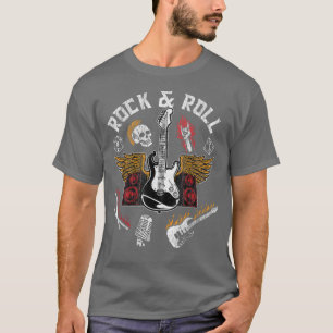 Camiseta Rock & Roll Guitar Wings Music I Love Rock And Rol