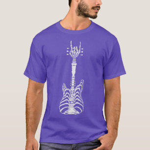 Camiseta Rock & Roll Skeleton Guitar Music Lover Funny Hall
