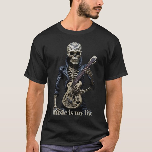 Camiseta Rock & Roll Skeleton Guitar Music Lover Gift (Anverso)