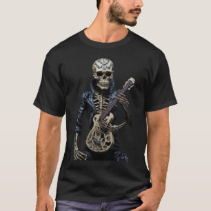 Camiseta Rock & Roll Skeleton Guitar Music Lover Gift