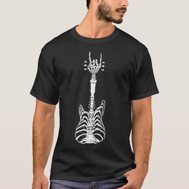 Camiseta Rock & Roll Skeleton Guitar Music Lover Gift (Anverso)