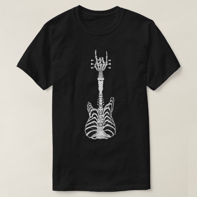 Camiseta Rock & Roll Skeleton Guitar Music Lover Gift Hallo (Diseño del anverso)
