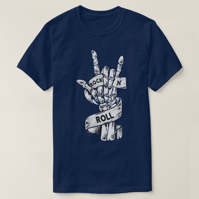 Camiseta Rock & Roll Skeleton Guitar Music Lover Rockstar  (Diseño del anverso)