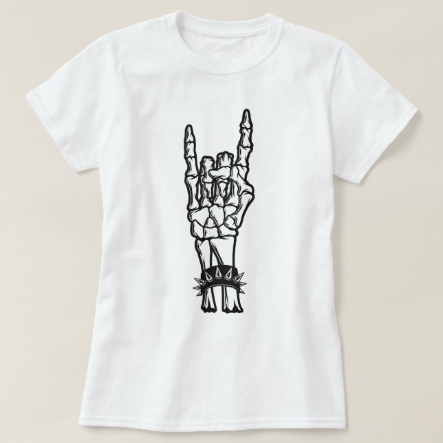 Camiseta Rock Roll Skeleton Guitar Music Lover Rockstar (Diseño del anverso)