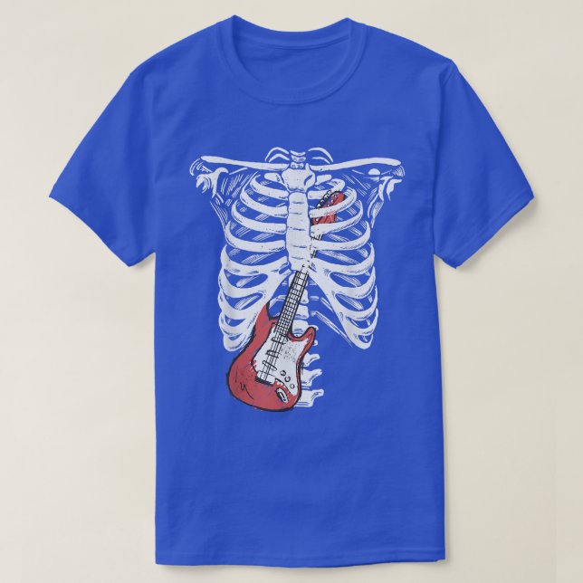 Camiseta Rock & Roll Skeleton Guitar Player Figurine Music  (Diseño del anverso)