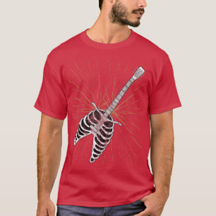 Camiseta Rock & Roll Skeleton Guitar Player Música Figurati