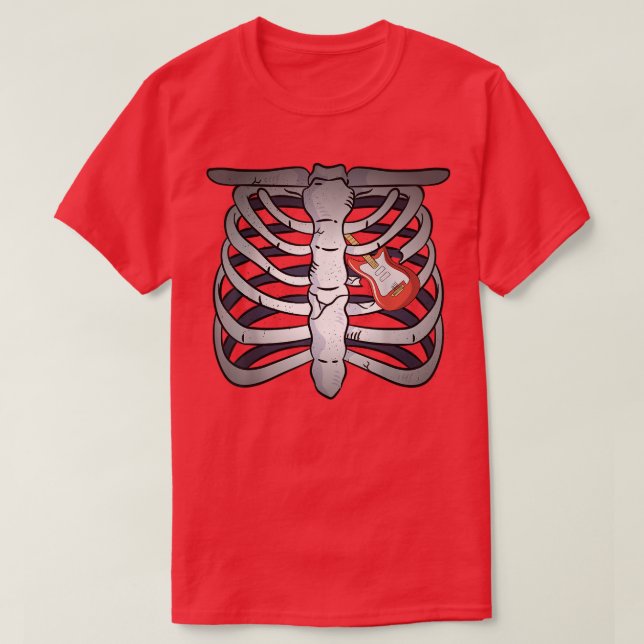 Camiseta Rock & Roll Skeleton Guitar Player Música Figurati (Diseño del anverso)