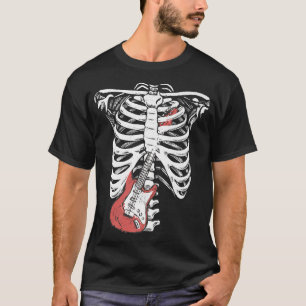 Camiseta Rock & Roll Skeleton Guitar Player Música Figurati