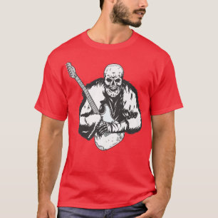 Camiseta Rock & Roll Skeleton Guitar Player Música Figurati