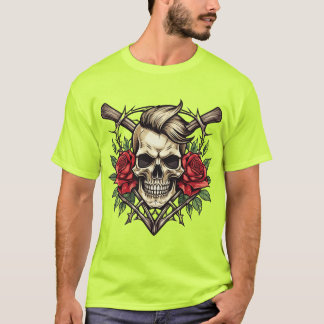 Camiseta "Rock & Rosas" Skull Tattoo