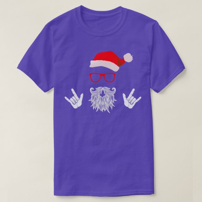 Camiseta Rock Santa Claus Beard Gorras gafas de sol (Diseño del anverso)