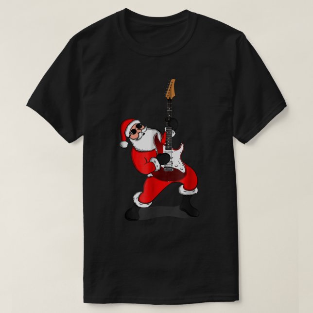 Camiseta Rock Santa Guitar Christmas Design (Diseño del anverso)