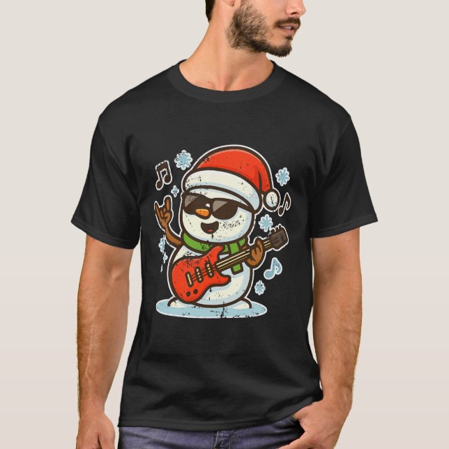 Camiseta Rock Snowman With Guitar Premium Tri-blend  (Anverso)