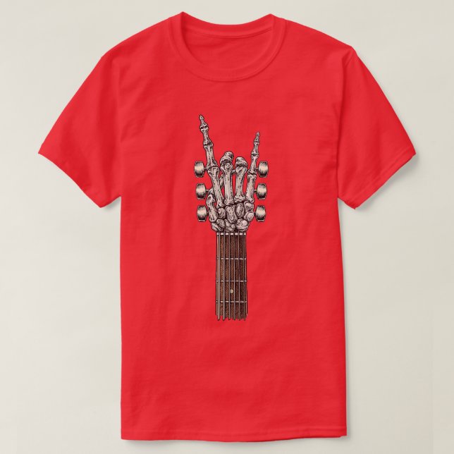 Camiseta Rock Sobre El Cuello De Guitarra Con Un Dulce Skel (Diseño del anverso)