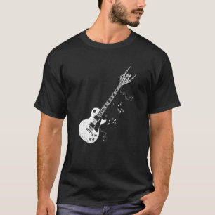 Camiseta Rock Sobre El Cuello De Guitarra Con Una Piedra Du