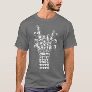 Camiseta Rock Sobre El Cuello De Guitarra Con Una Piedra Du