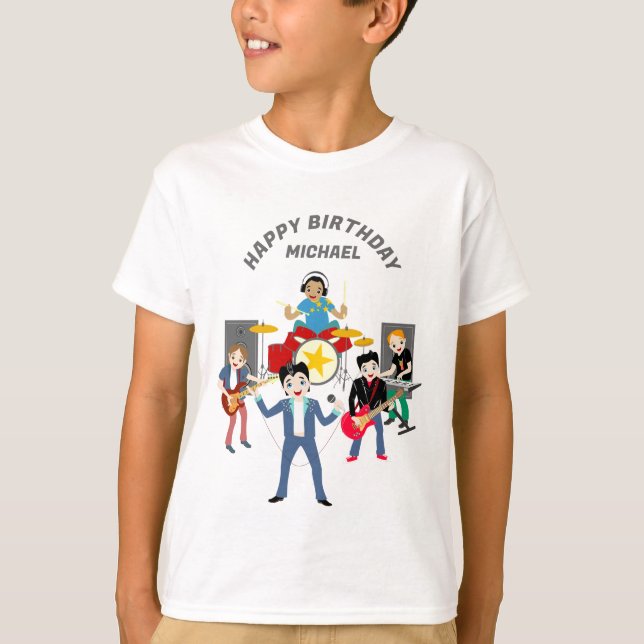 Camiseta Rock Star Boys Band Birthday Party (Anverso)