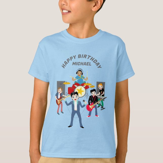 Camiseta Rock Star Boys Band Birthday Party (Anverso)
