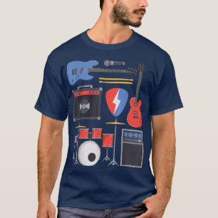 Camiseta Rock Star Guitar & Band Instruments Rock & Roll Mu