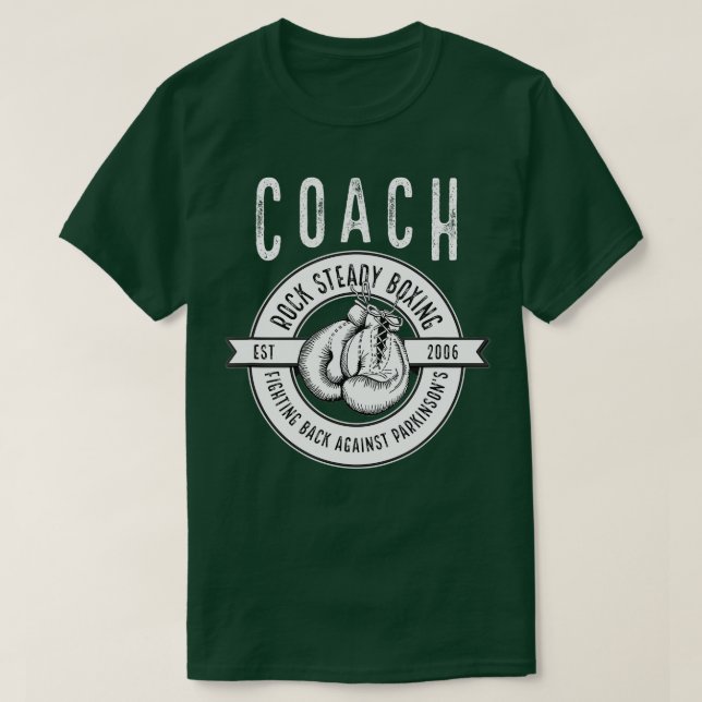 Camiseta Rock Steady Boxing Coach Fight Parkinsons (Diseño del anverso)