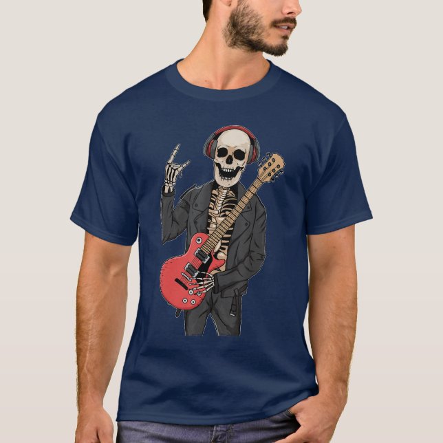 Camiseta Rock Steampunk Pu Chica Estético Skeleton Rock Ste (Anverso)