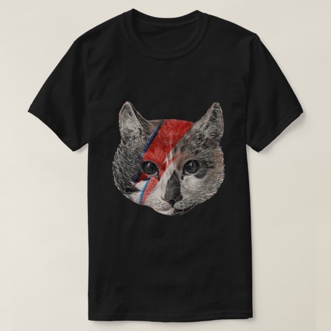 Camiseta Rock the Bowie Cat se probó la camiseta.png (Diseño del anverso)