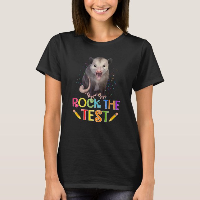 Camiseta Rock The Tes Test Day Teacher Testing Squad Possum (Anverso)