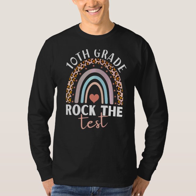 Camiseta Rock The Test 10th Grado Test Day Profesora Rainbo (Anverso)