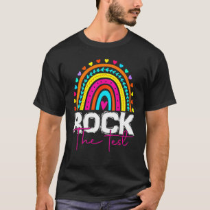 Camiseta Rock The Test Day Teacher Rainbow Leopard Tes