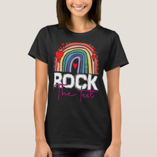 Camiseta Rock The Test Day Teacher Rainbow Leopard Tes