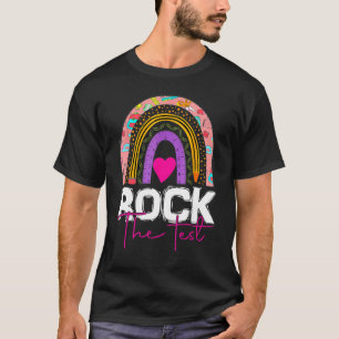 Camiseta Rock The Test Day Teacher Rainbow Leopard Tes