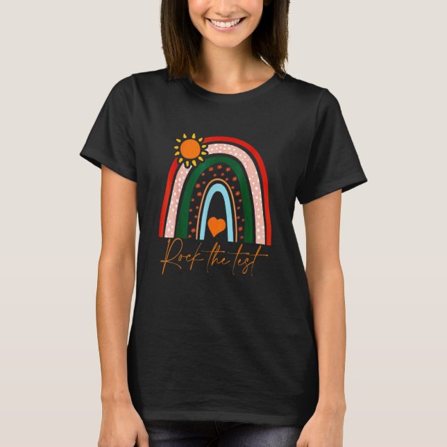 Camiseta Rock The Test Day Teacher Testing Day Rainbow Teac (Anverso)