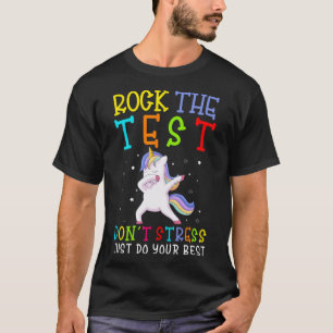 Camiseta Rock the Test Don t Stress Dabbing Unicorn Test Da
