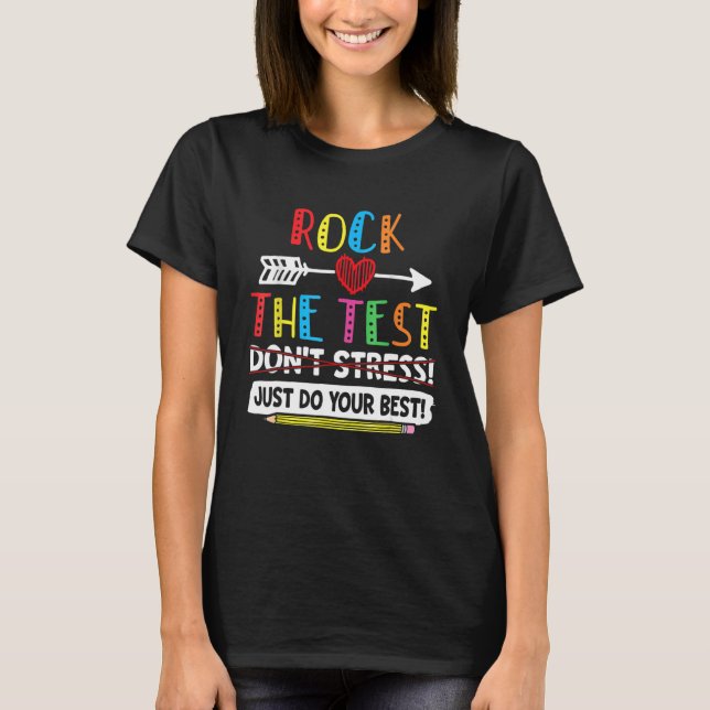 Camiseta Rock The Test Funny School Profesora Chiste (Anverso)