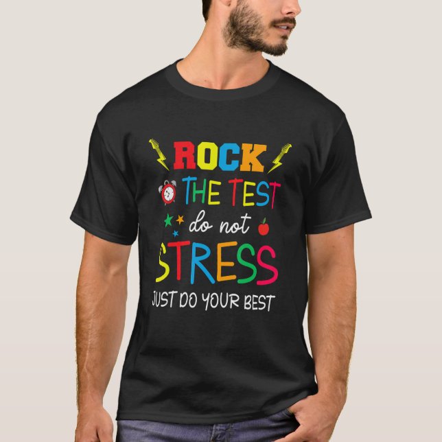 Camiseta Rock The Test Guitar No Stress Test Day Testin (Anverso)