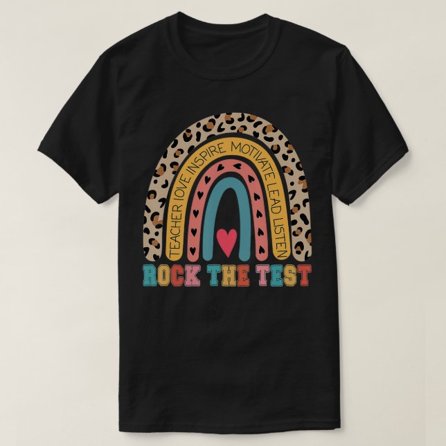 Camiseta Rock The Test Rainbow Teacher Test Day Test Day (Diseño del anverso)